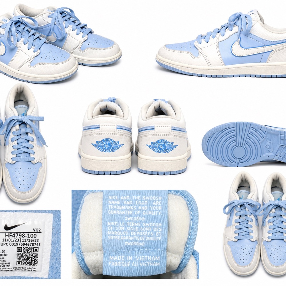 Nike Kids Low-Top Sneakers in Light Blue and White